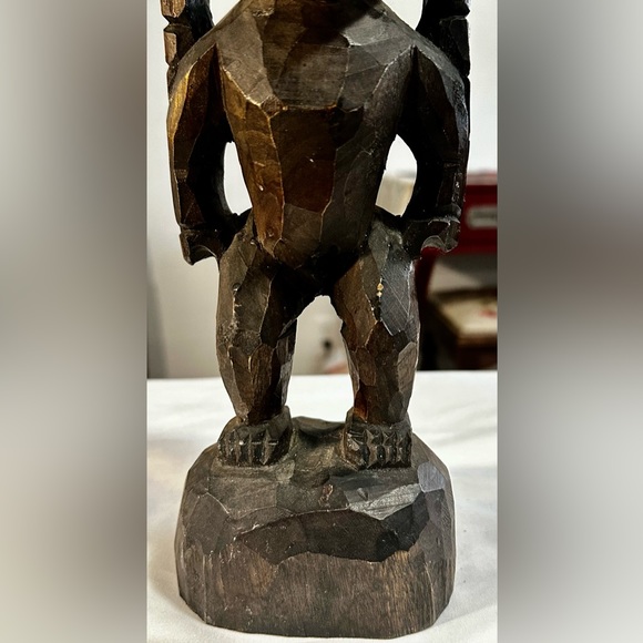 Vintage Hand Carved Wood Hawaiian Tiki God Figure Kuka 'ilimoku King Kamehameha - Picture 13 of 13